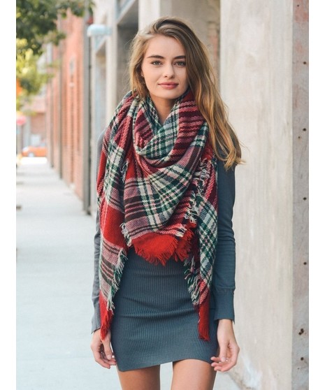 Leto Blanket Scarf | Red/Green