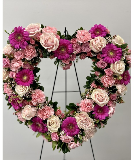 sympathy heart made with roses
