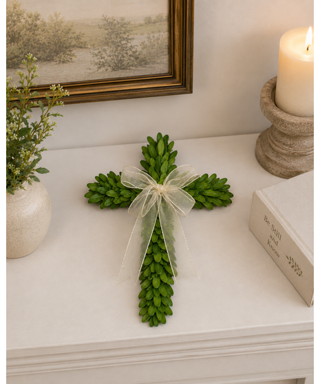 Preserved Boxwood - Mini Cross Keepsake