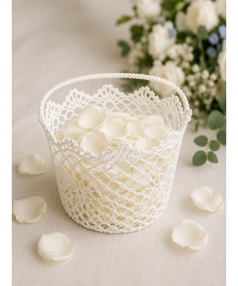 Soft blue and white wedding flowers for bridal party members, including bouquets, flower girl petals, and presentation stems.