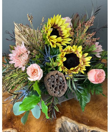 autumnal bounty box for centerpiece