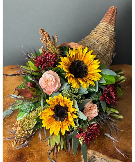 fall flowers in cornucopia