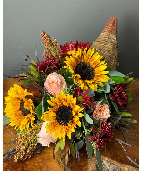 fall flowers in cornucopia