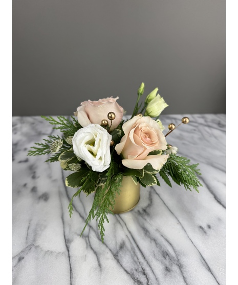 pastel and metallic winter bohemian floral arrangement