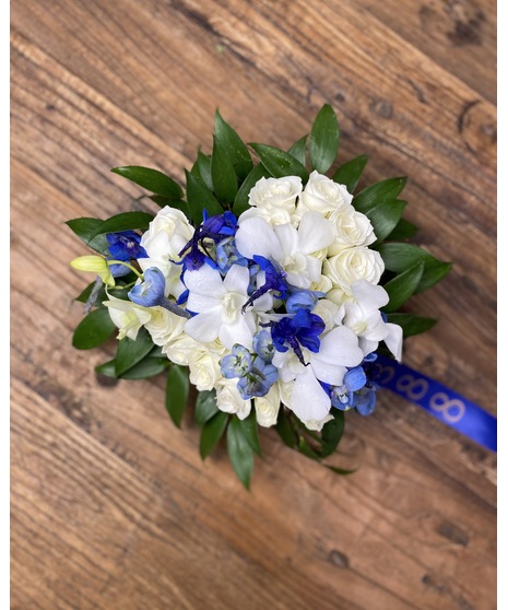 deep navy blue and cream casket insert