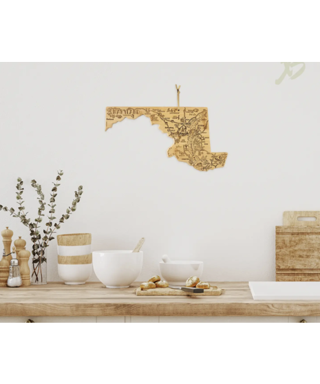 cutting board in the shape of the state of Maryland