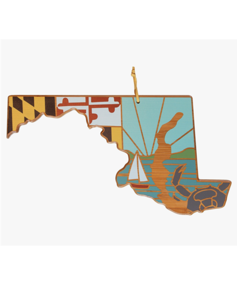 Destination Maryland State-Shaped Serving & Cutting Board