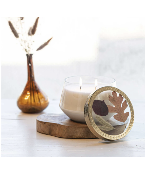 Harvest Pumpkin Pressed Floral Candle - 21oz