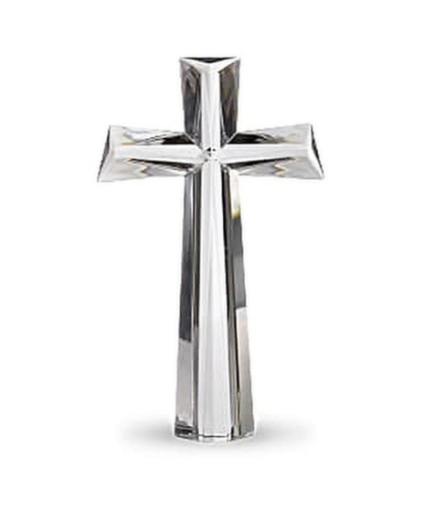 Clear leaded crystal cross keepsake, elegant and timeless, available in two sizes.