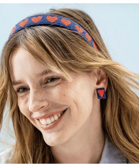 Stevie Hearts Beaded Headband - Ink + Alloy