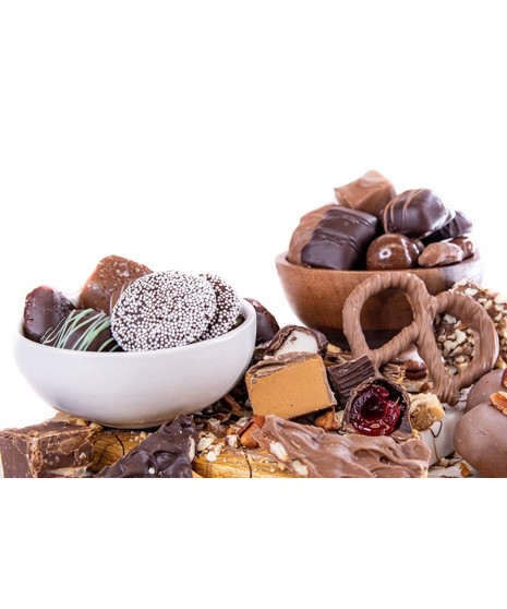 Box of assorted chocolate truffles by Wockenfuss Candies, available in 4-count or 8-count gift boxes.