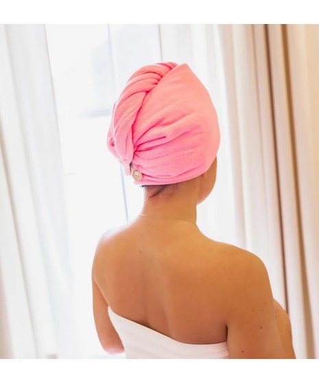 Towel hair wrap, soft and absorbent, keeps hair secure and frizz-free. Ideal for all hair types.
